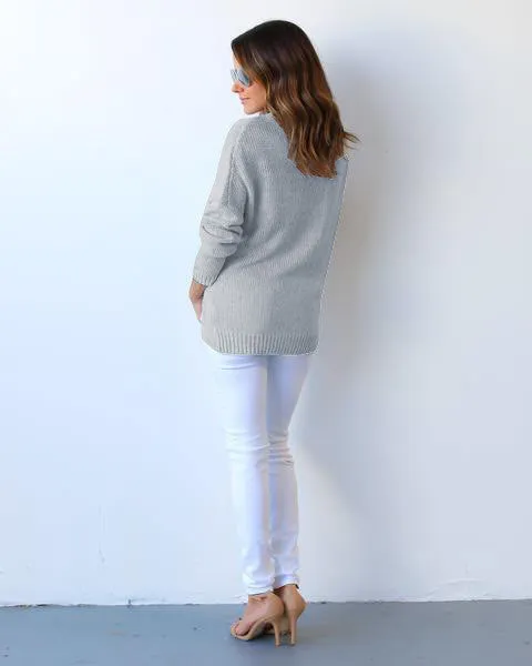 Fashion Wrap Pure Color Long Sleeve Sweater