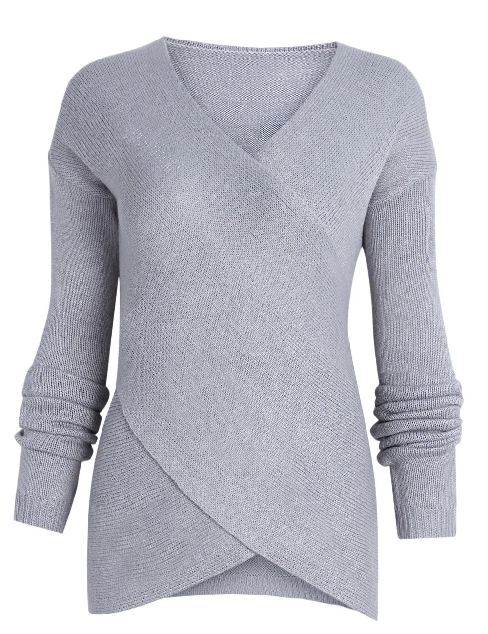 Fashion Wrap Pure Color Long Sleeve Sweater