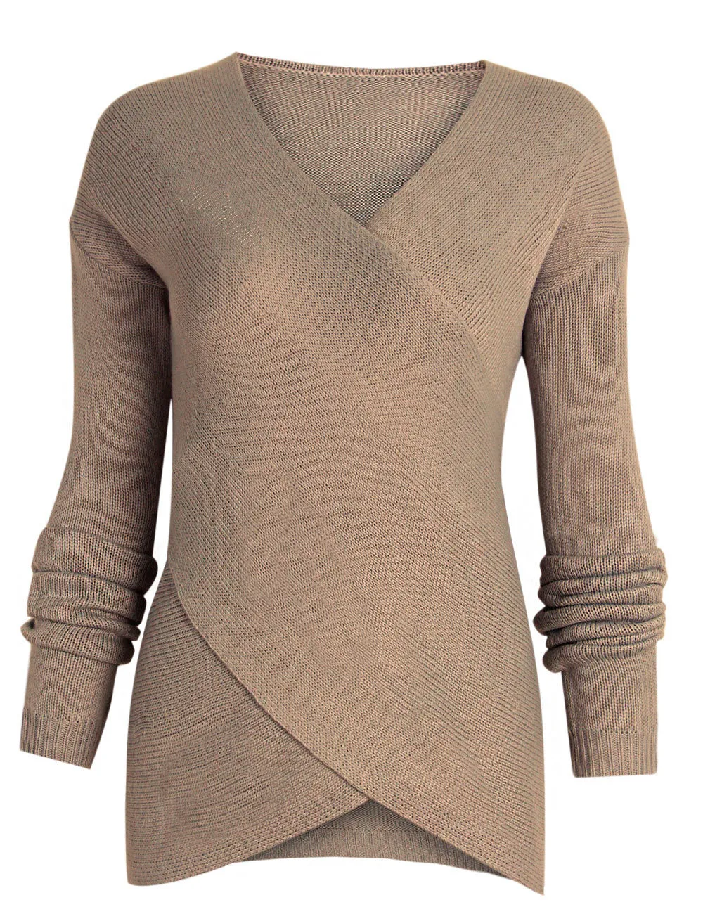 Fashion Wrap Pure Color Long Sleeve Sweater