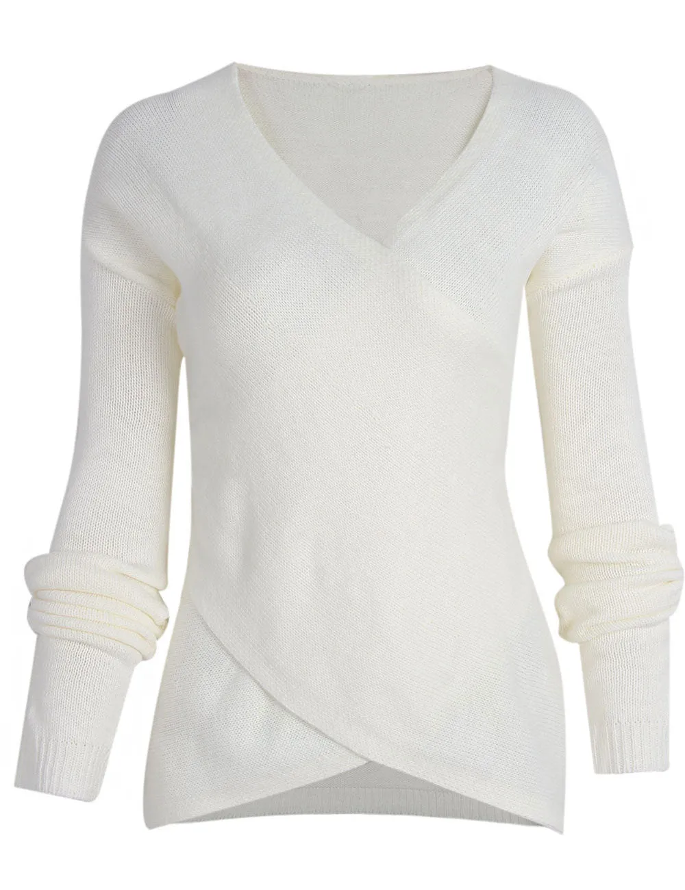 Fashion Wrap Pure Color Long Sleeve Sweater