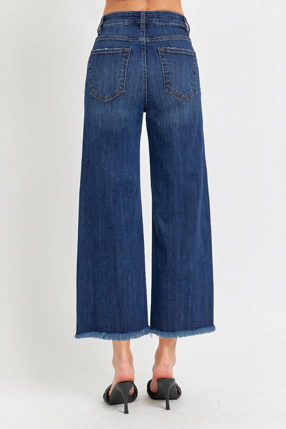 Full Size Raw Hem Cropped Wide Leg Jeans