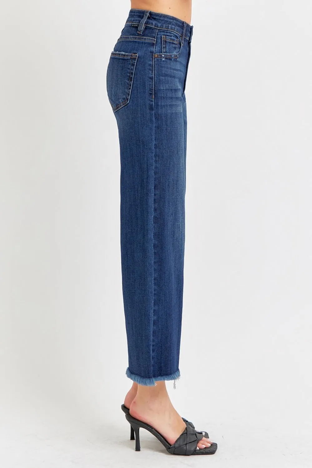 Full Size Raw Hem Cropped Wide Leg Jeans