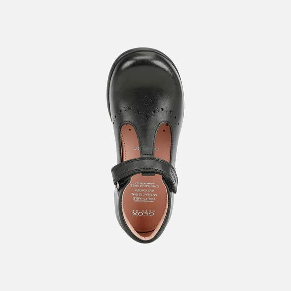Geox Kids Naimara Smooth Leather School Shoes - Black