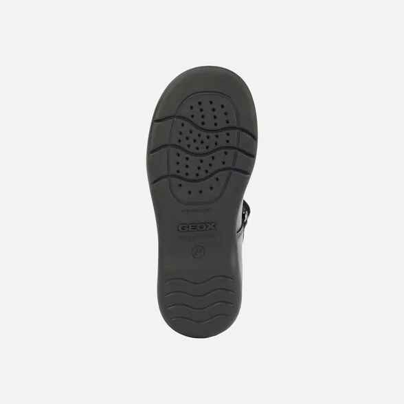 Geox Kids Naimara Smooth Leather School Shoes - Black