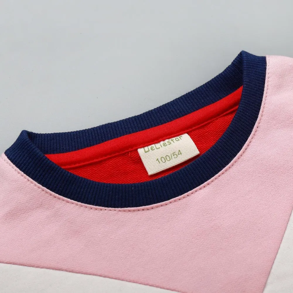 Girls Casual Color Contrast Long Tops Wholesale Kidswear