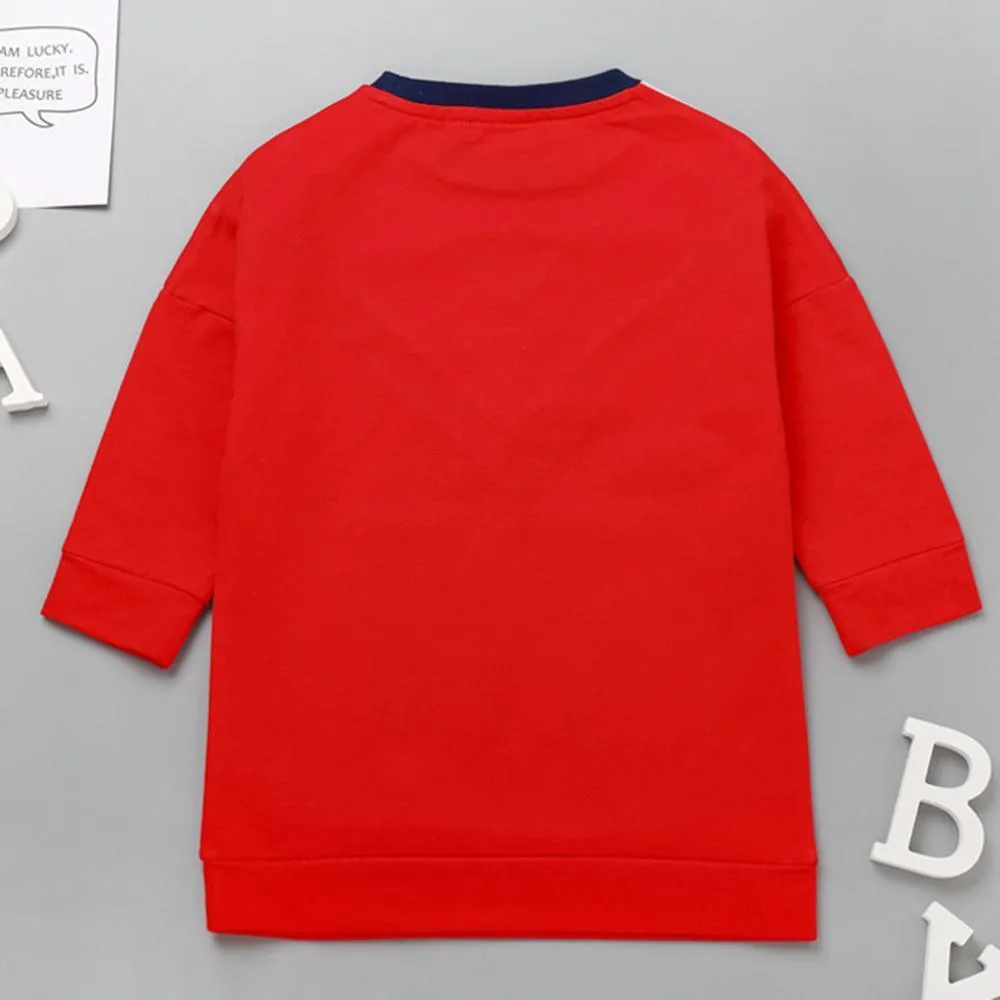 Girls Casual Color Contrast Long Tops Wholesale Kidswear