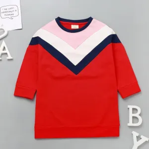 Girls Casual Color Contrast Long Tops Wholesale Kidswear