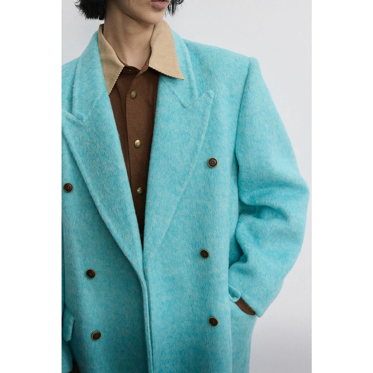 Gray Double-Breasted Wool Coat