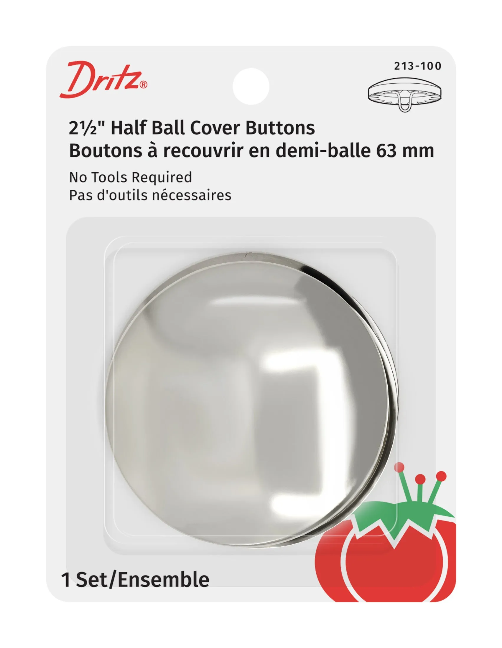 Half Ball Cover Buttons, Nickel