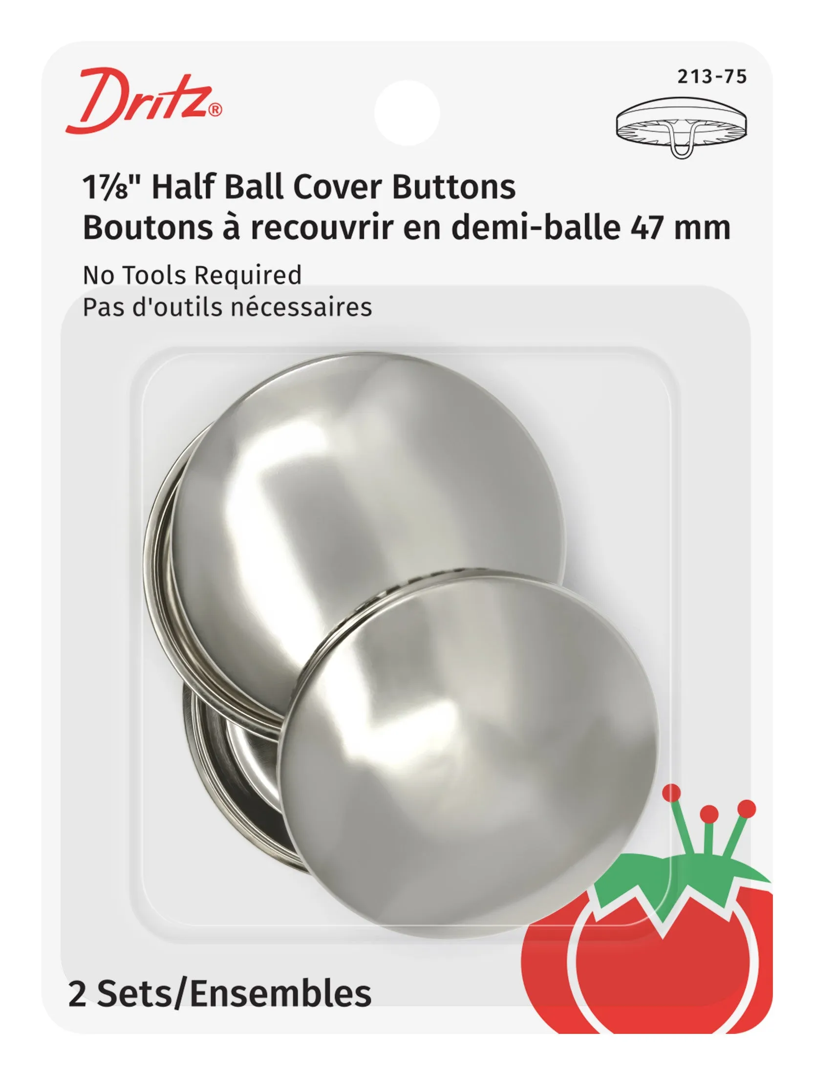 Half Ball Cover Buttons, Nickel