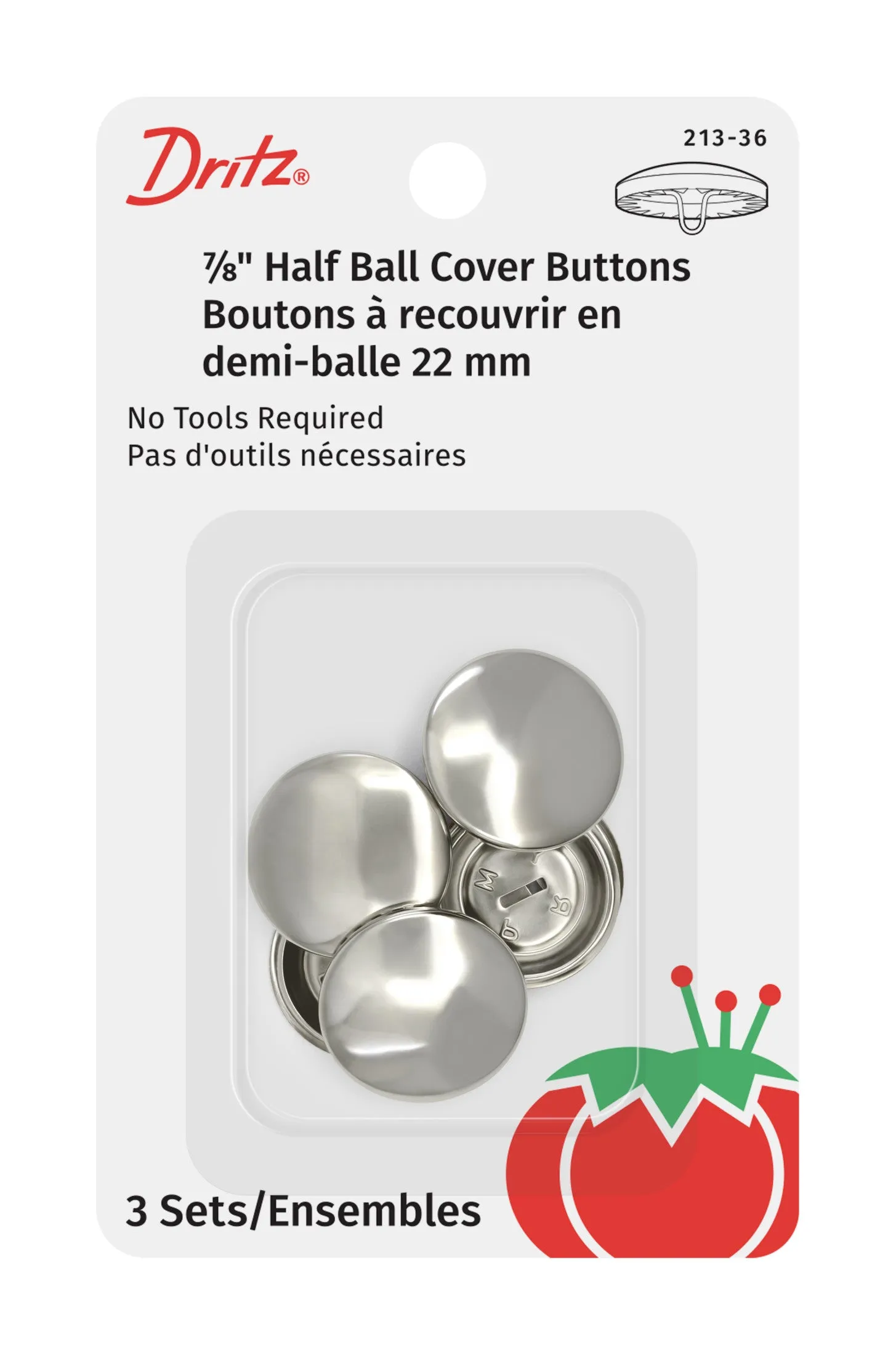 Half Ball Cover Buttons, Nickel