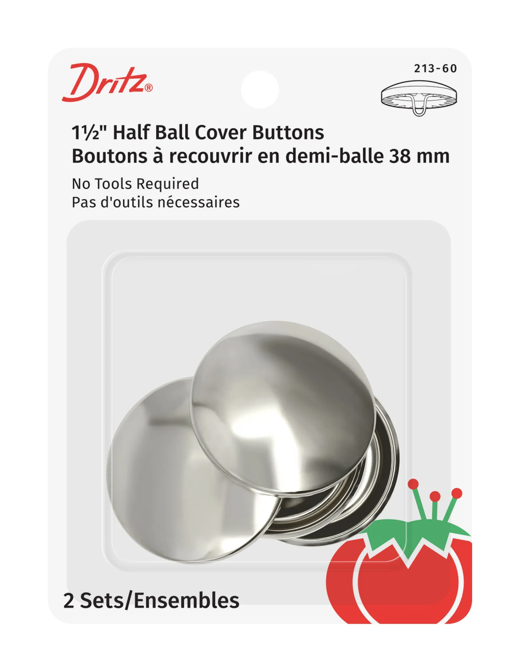 Half Ball Cover Buttons, Nickel