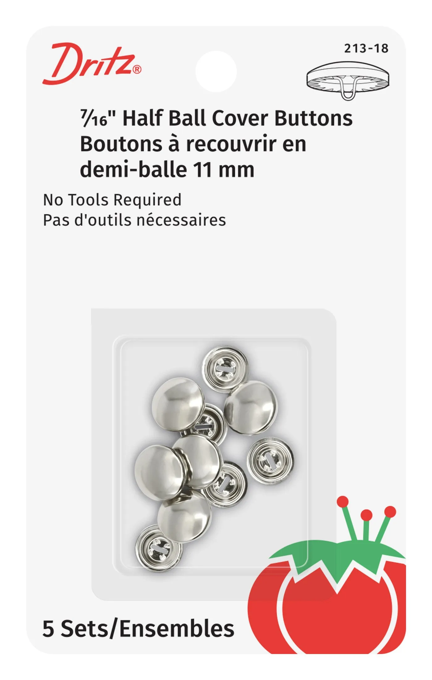 Half Ball Cover Buttons, Nickel