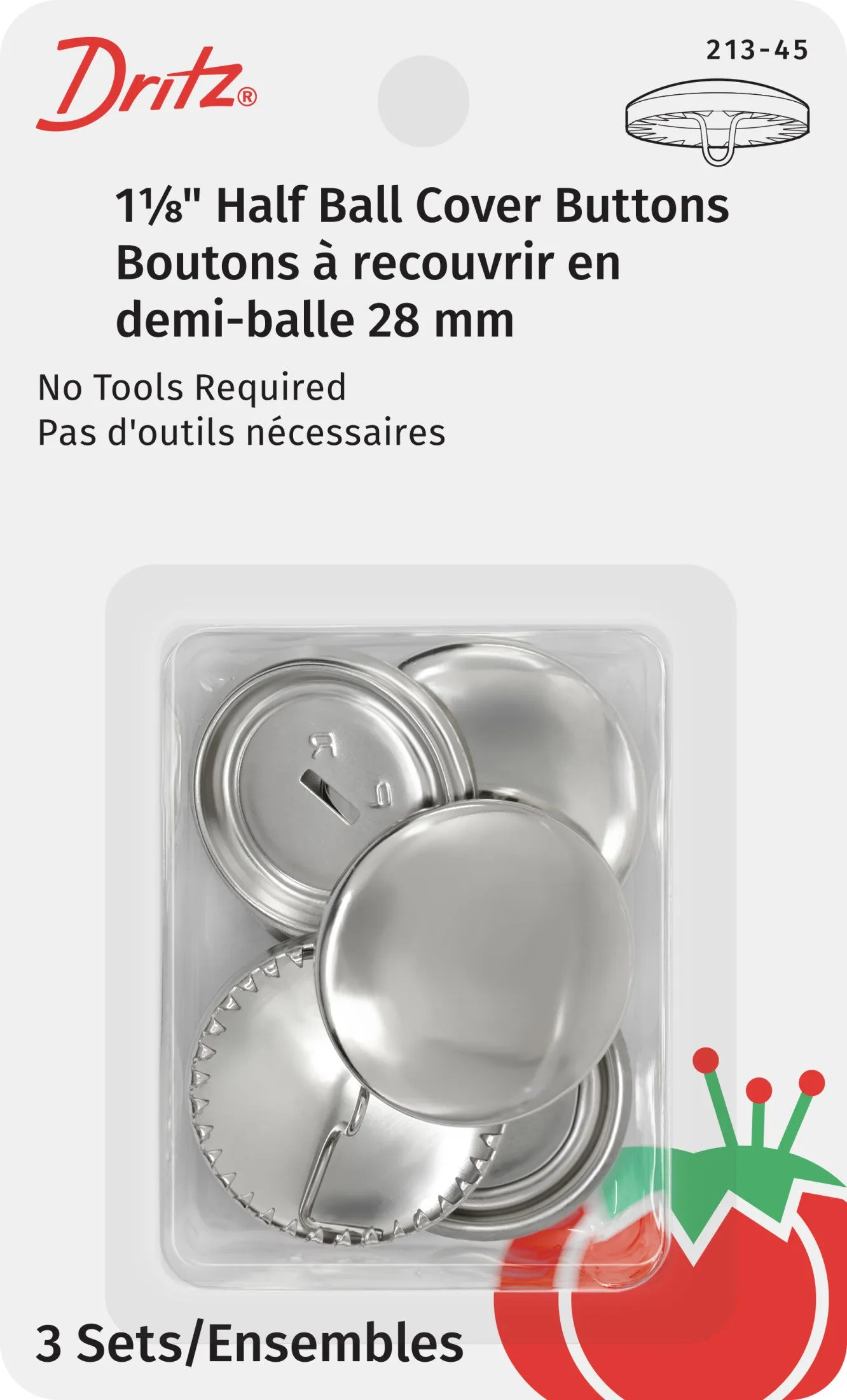 Half Ball Cover Buttons, Nickel