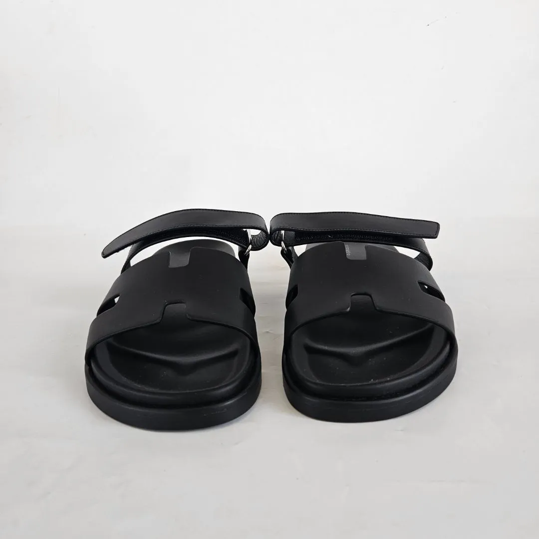 Hermès Black Chypre Sandals, 44