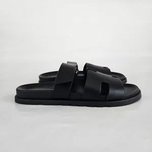 Hermès Black Chypre Sandals, 44