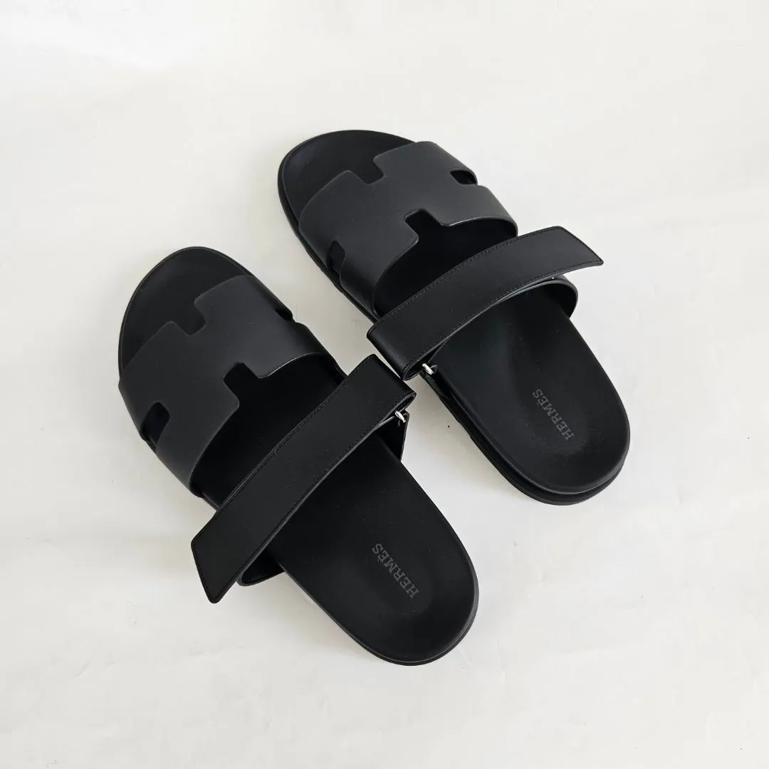 Hermès Black Chypre Sandals, 44