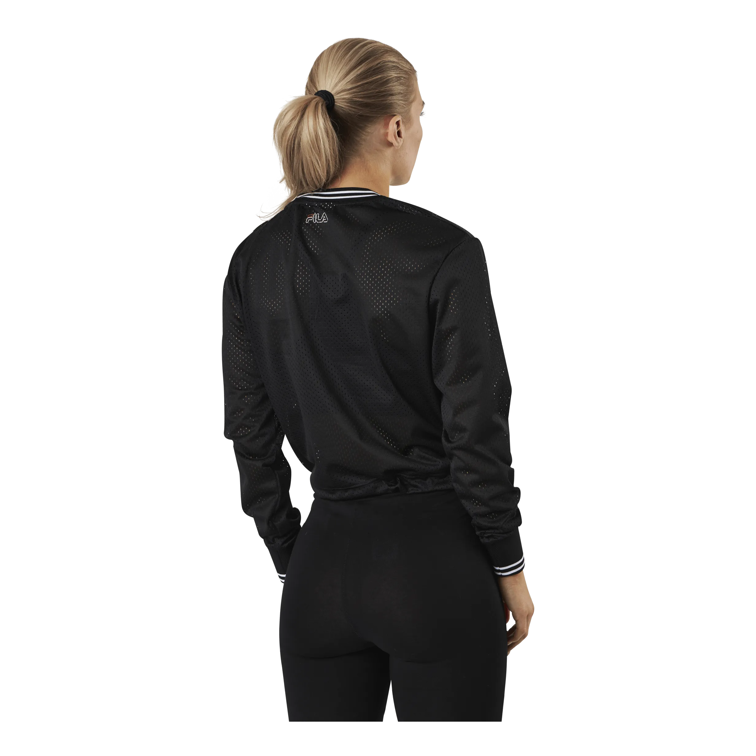 Jalina Cropped Sporty Mesh Shirt Black
