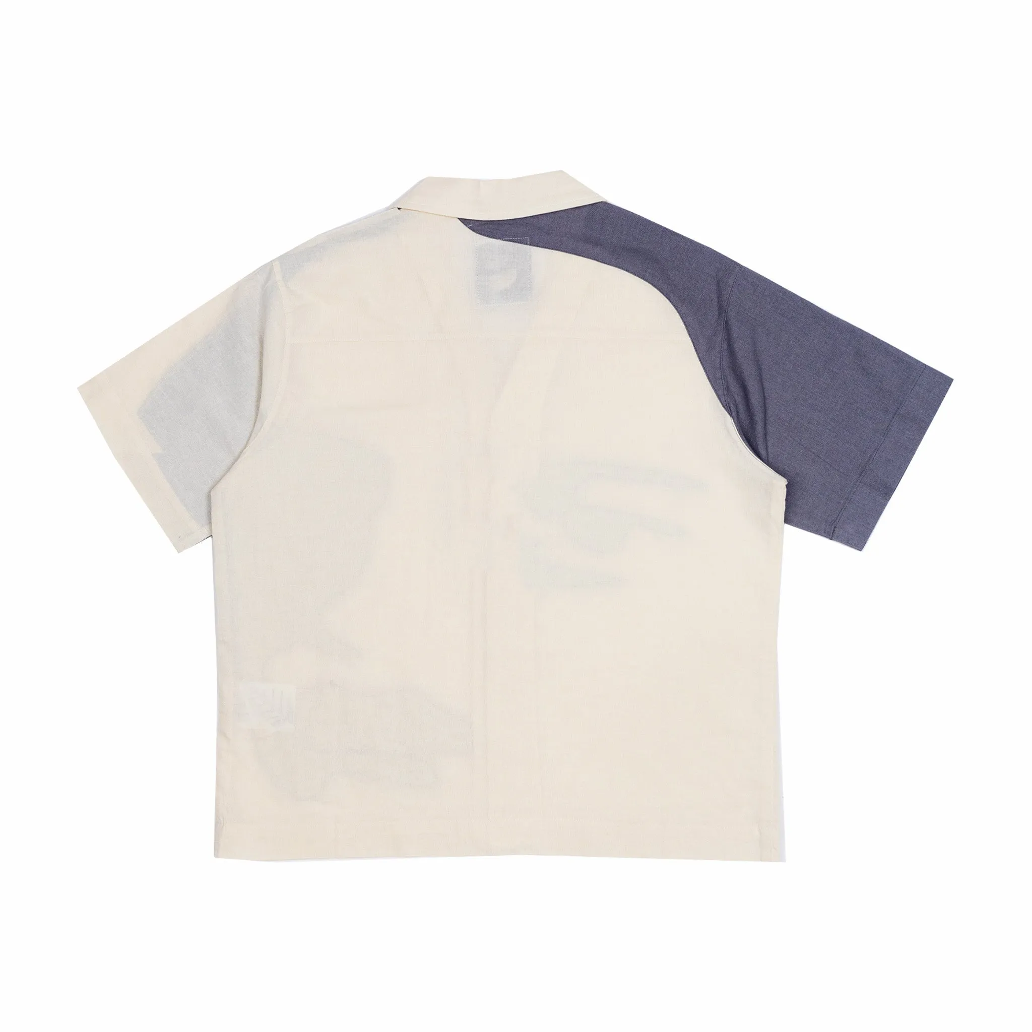 KidSuper Studios Patchwork Face Linen Camp Shirt (Natural Brown)