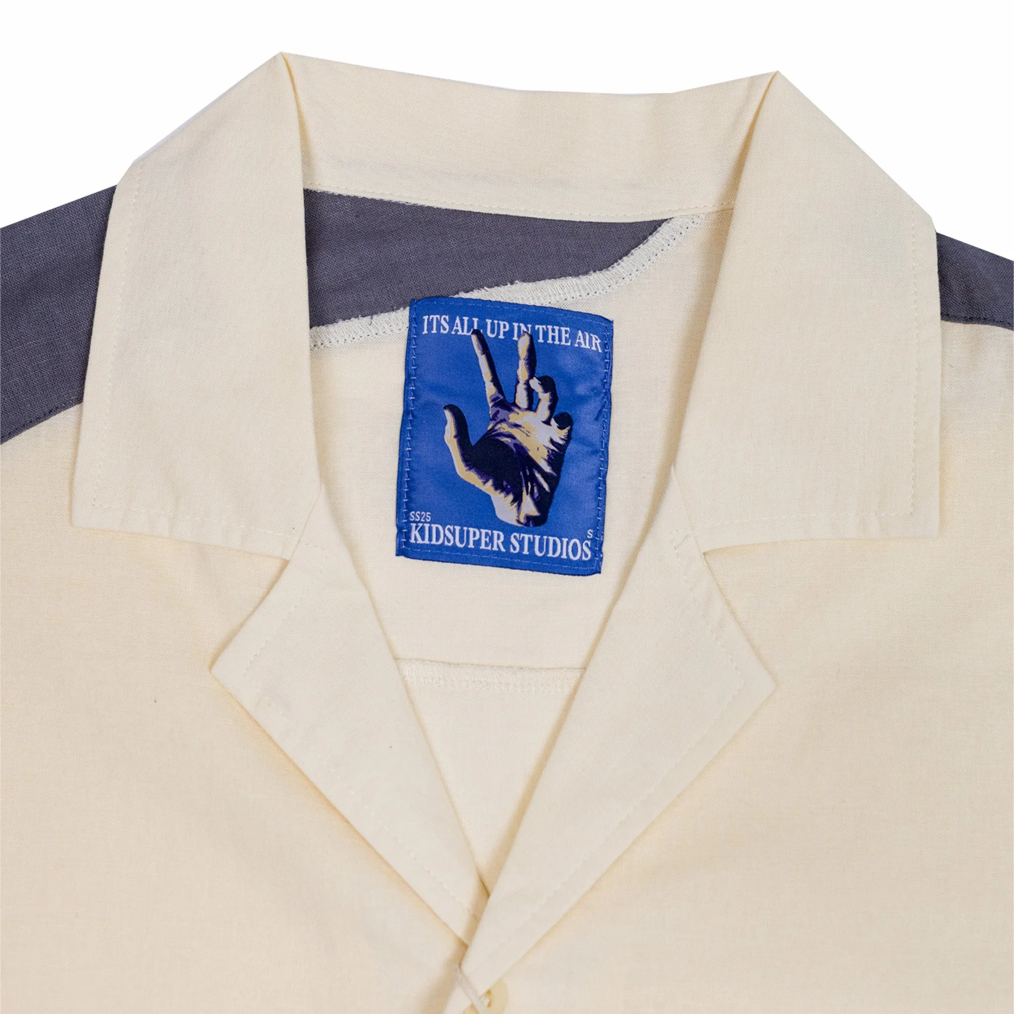 KidSuper Studios Patchwork Face Linen Camp Shirt (Natural Brown)