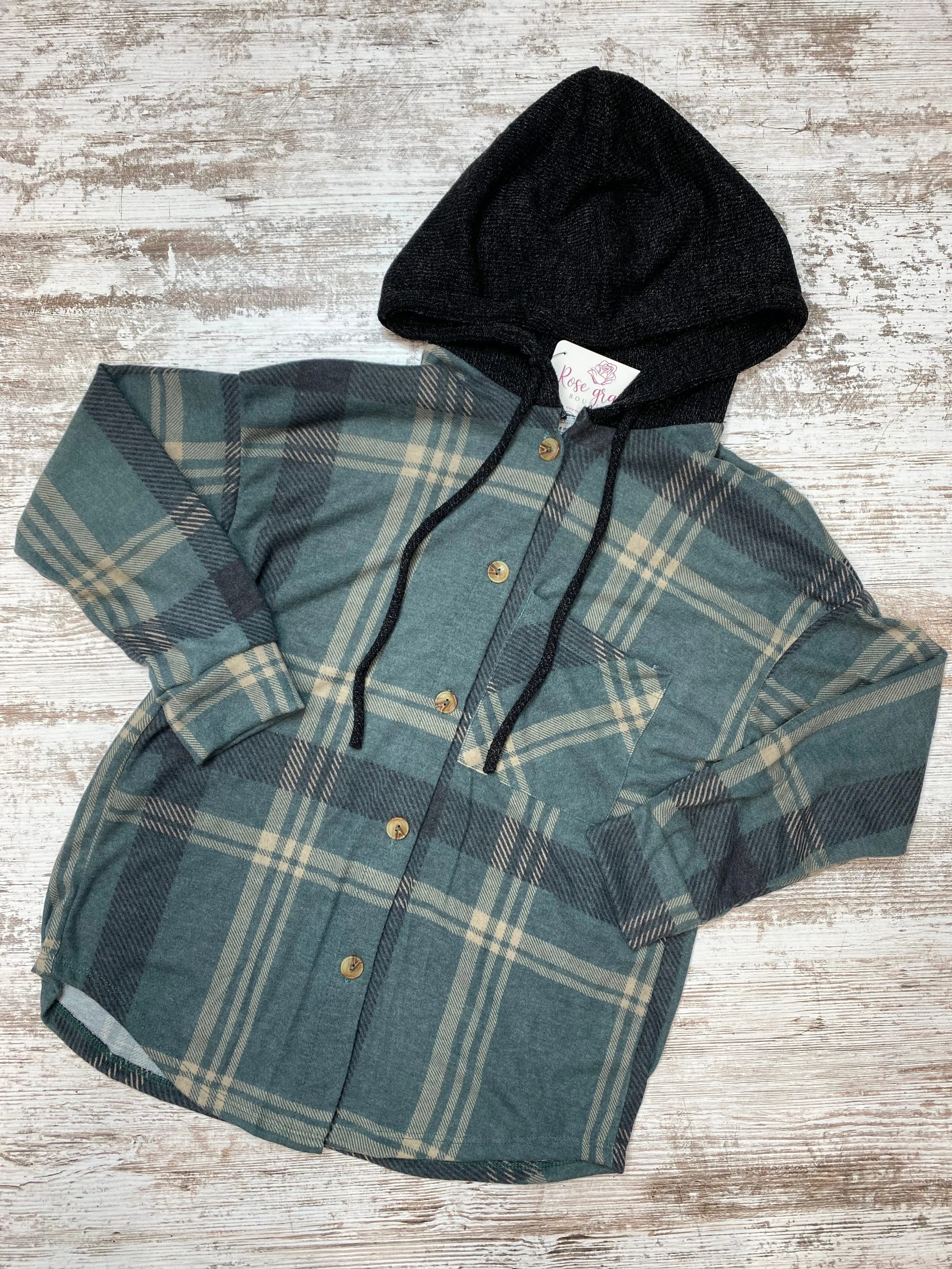 Lightweight Plaid Button Down with Hood
