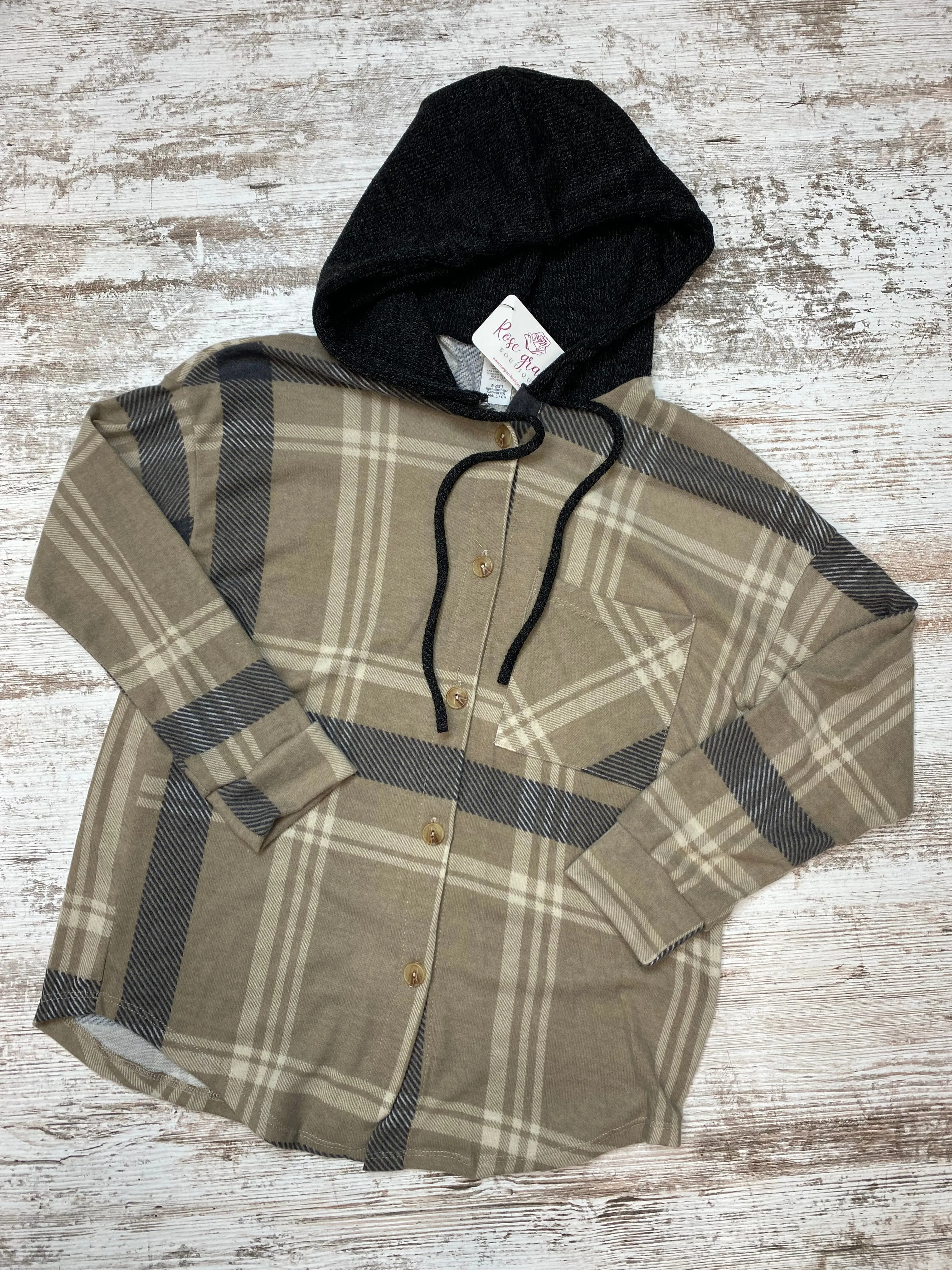 Lightweight Plaid Button Down with Hood