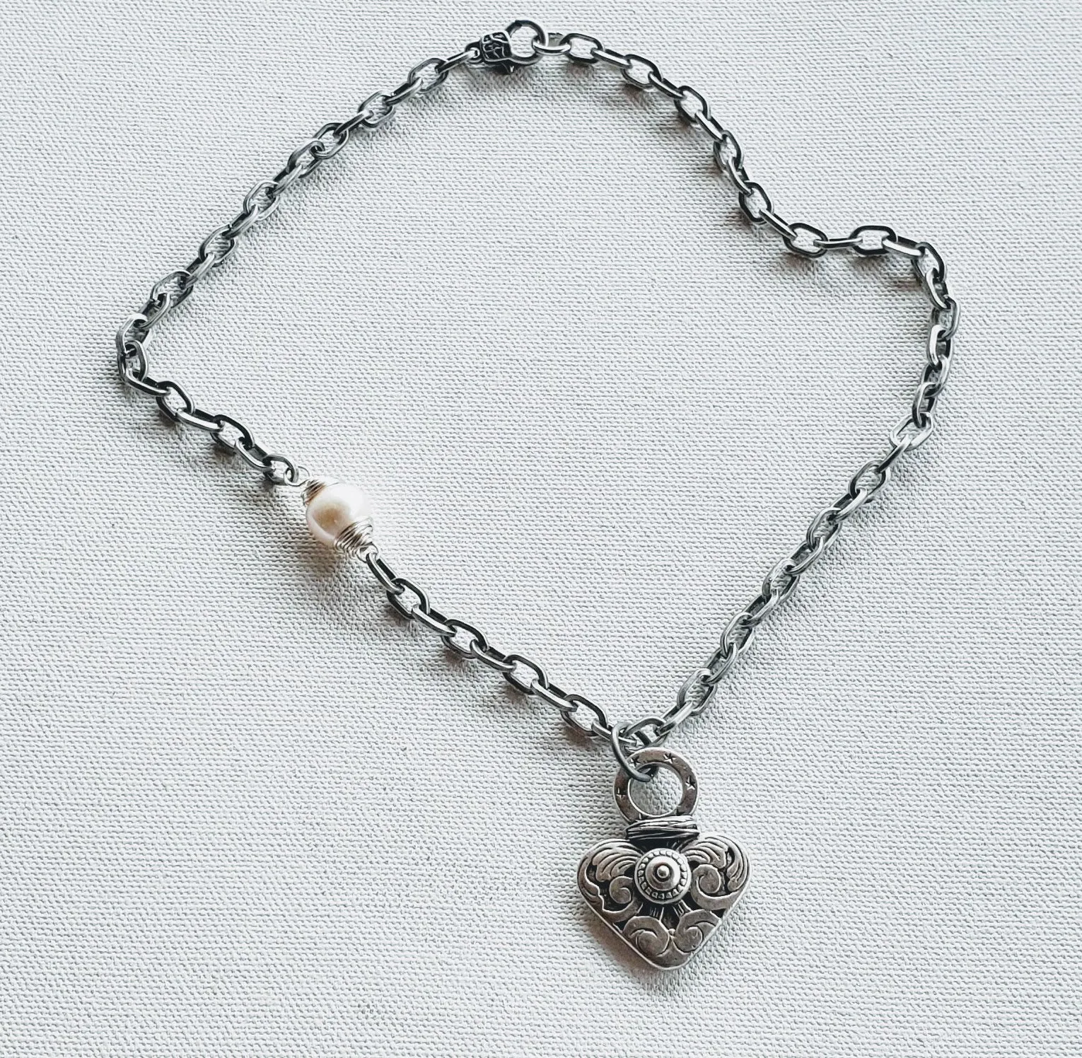 Long Pearl & Rope Link Necklace Trio