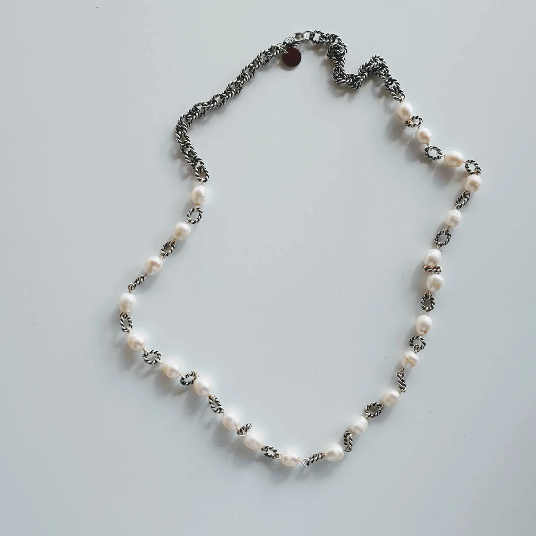 Long Pearl & Rope Link Necklace Trio