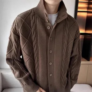 Loose - Fit Plaid Knit Cardigan