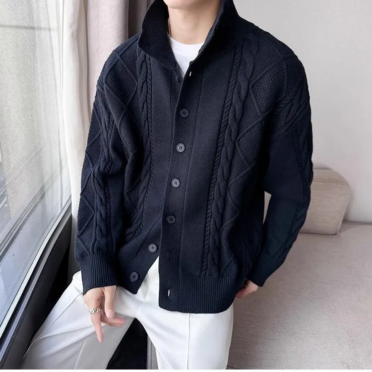 Loose - Fit Plaid Knit Cardigan
