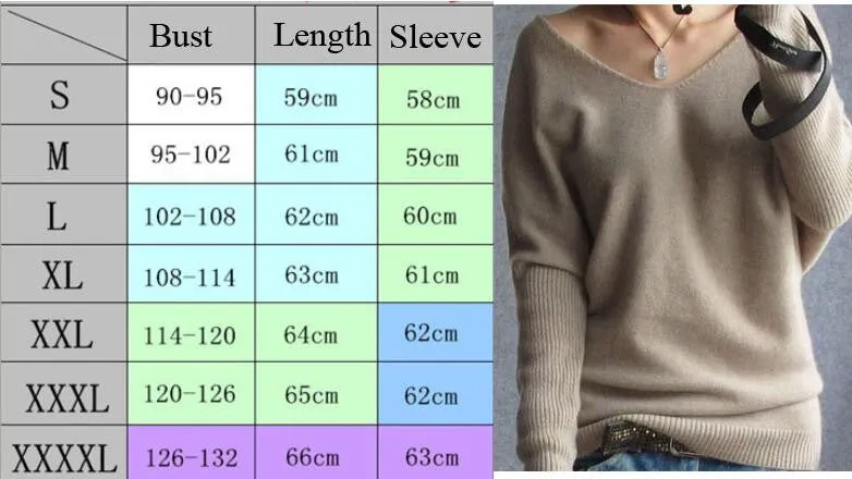 Loose V Neck Batwing Pullover Sweater