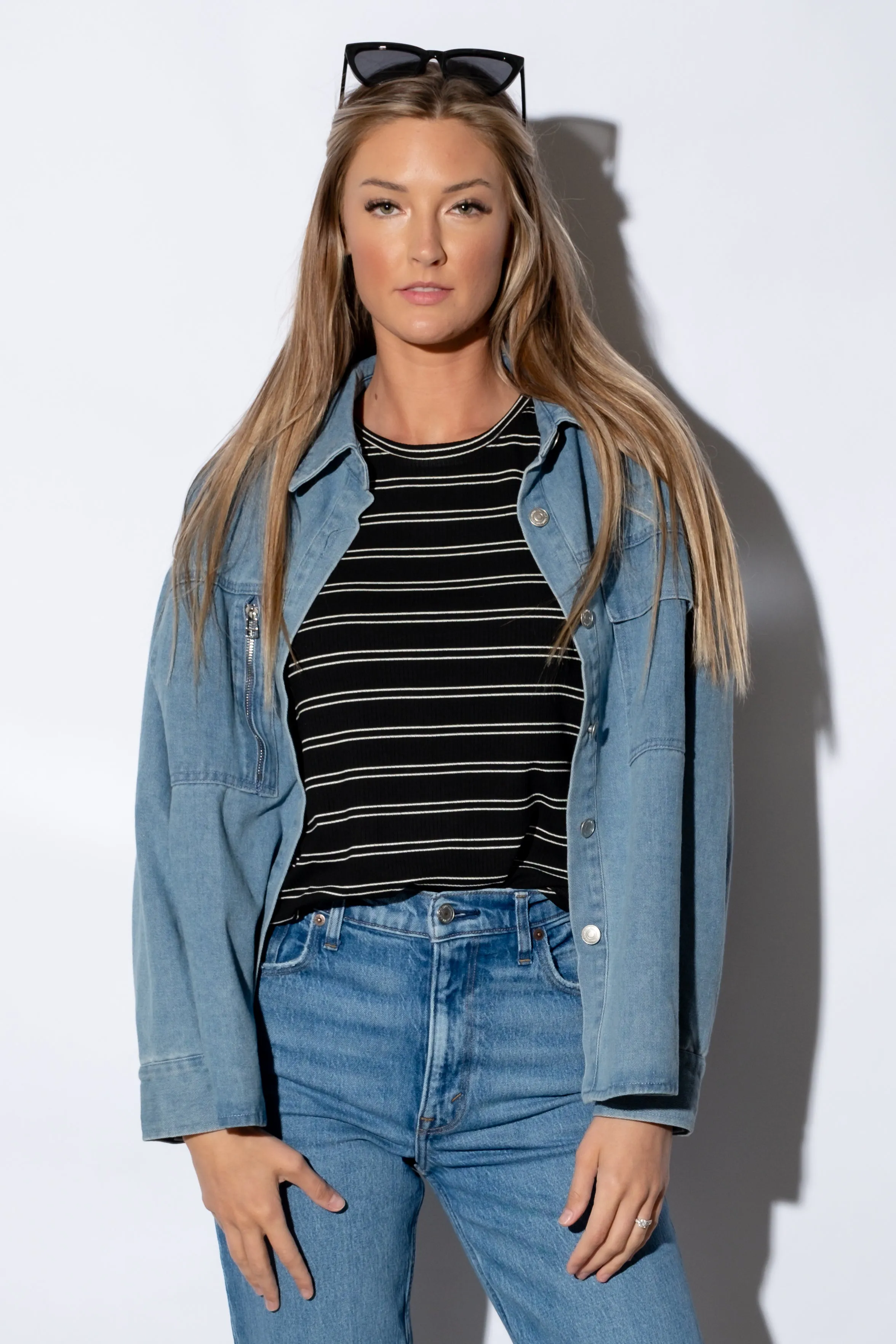 Lorella Denim Button Down Top