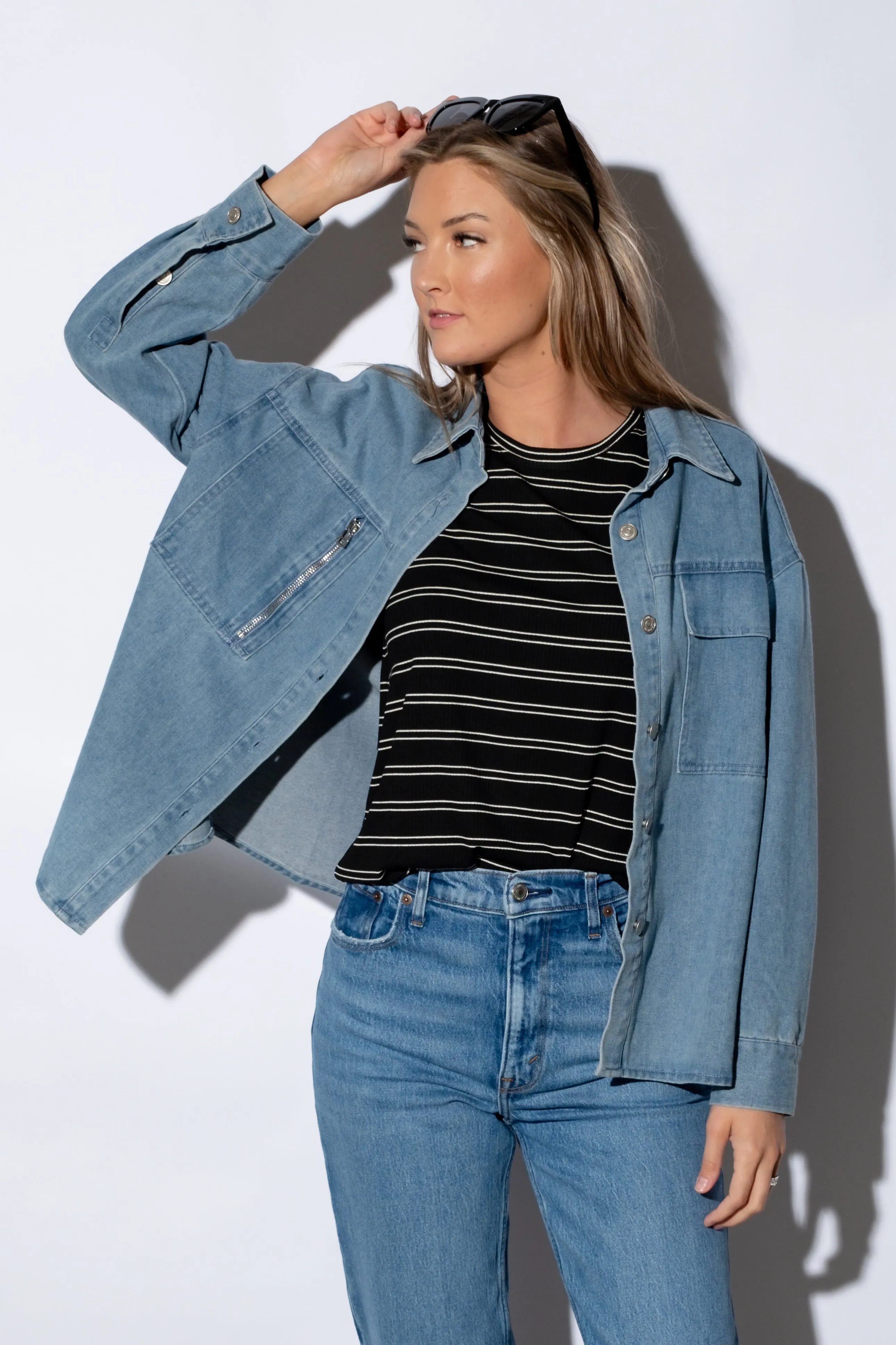 Lorella Denim Button Down Top
