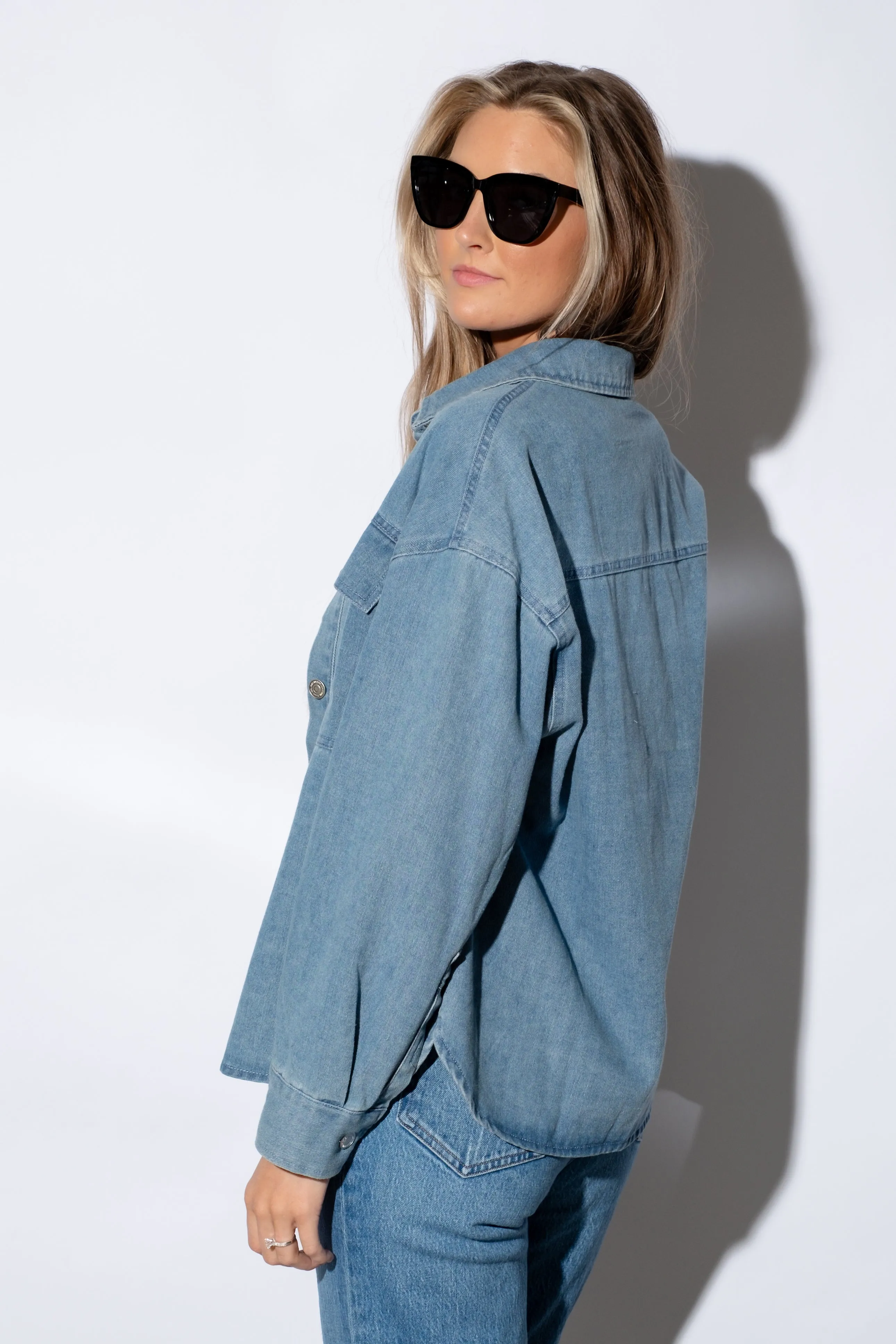 Lorella Denim Button Down Top