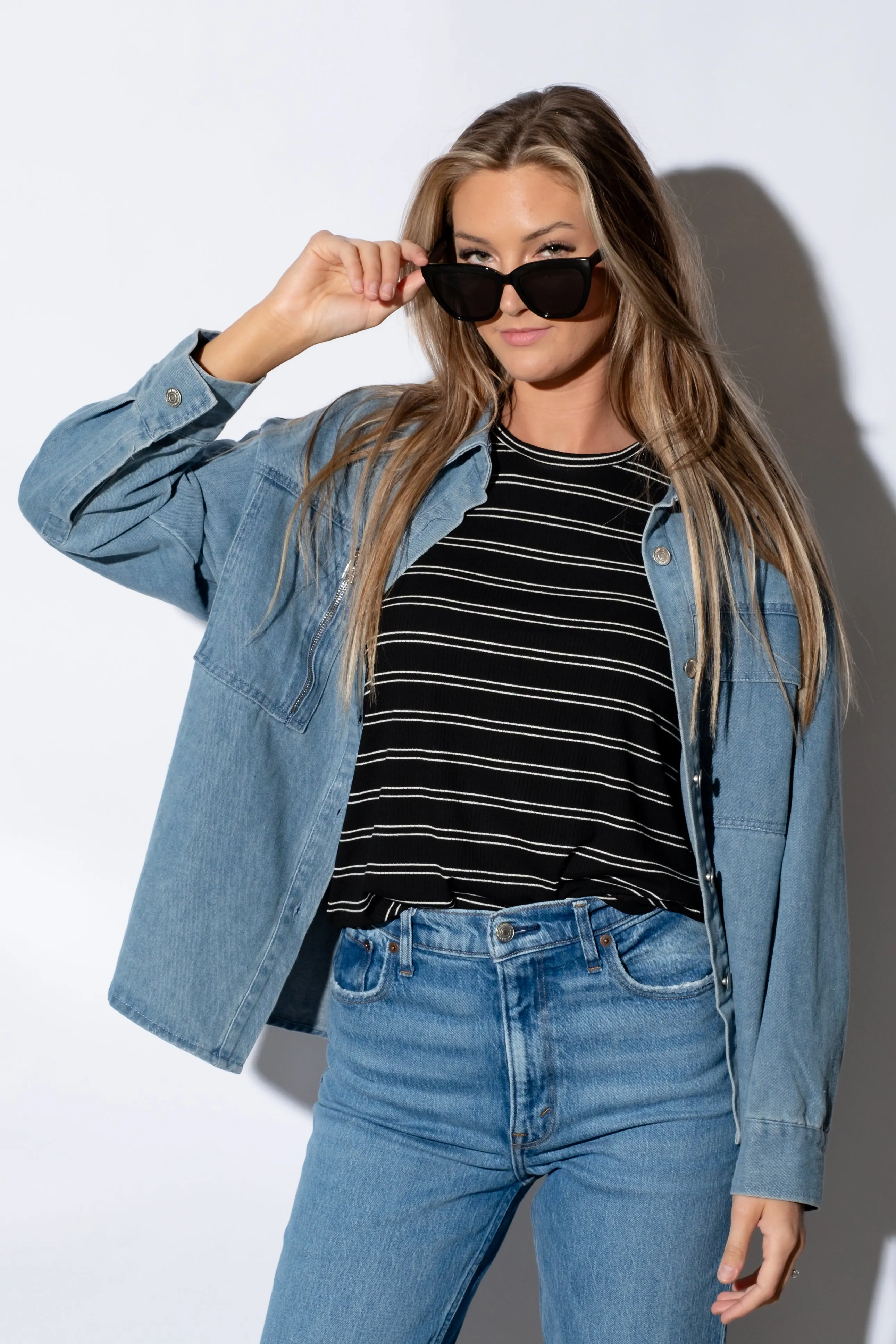 Lorella Denim Button Down Top