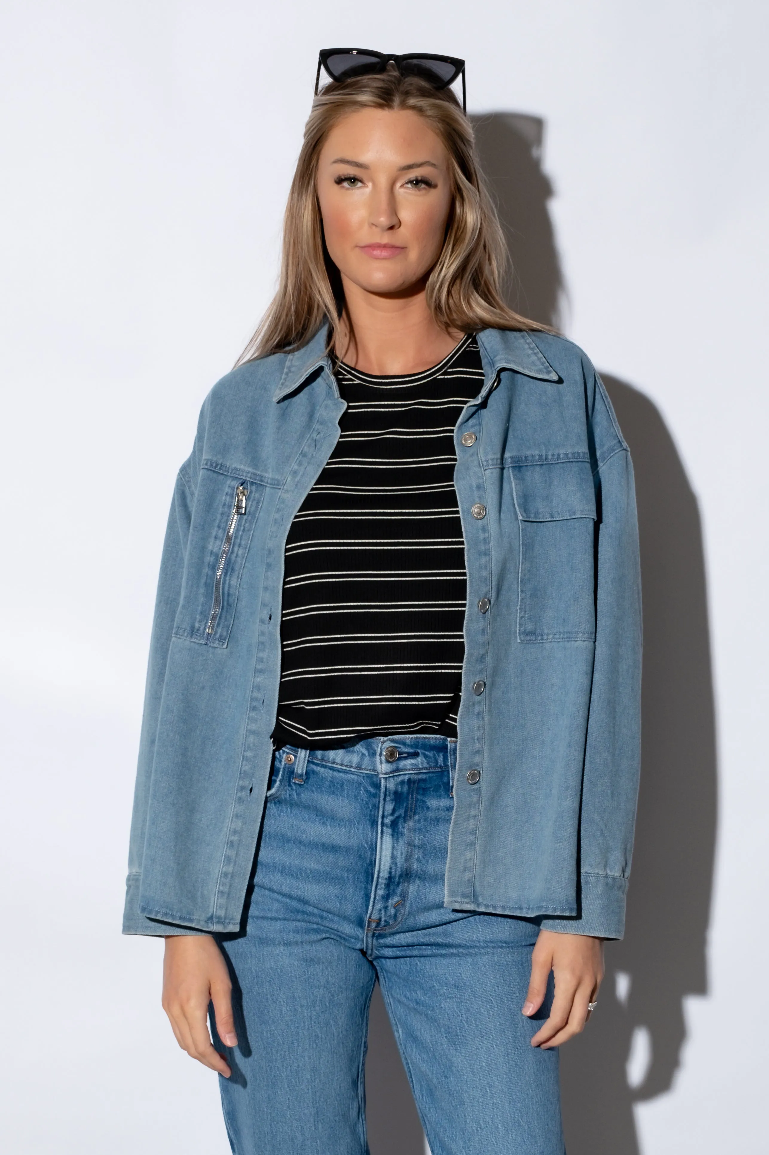 Lorella Denim Button Down Top
