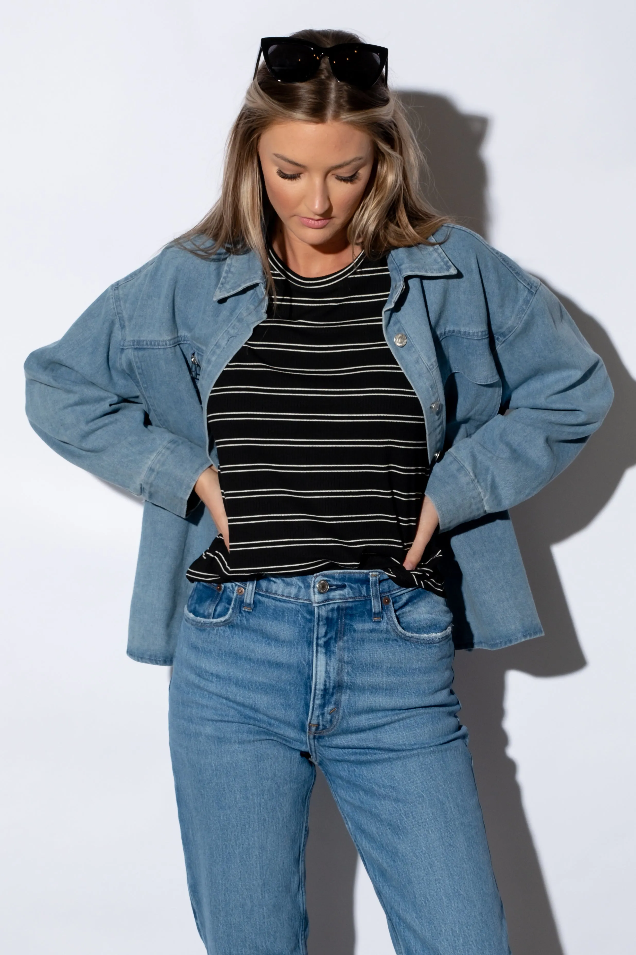 Lorella Denim Button Down Top