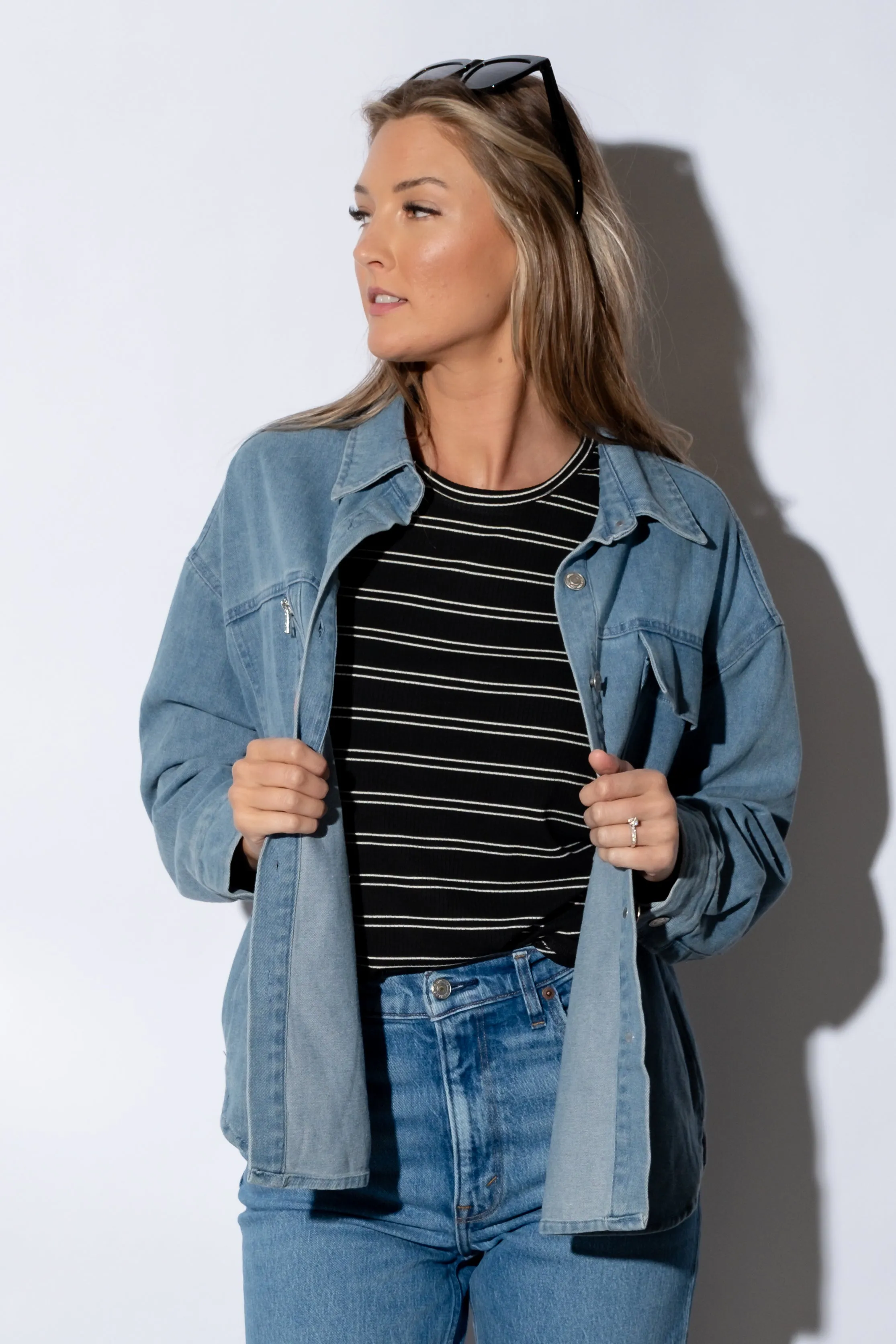 Lorella Denim Button Down Top