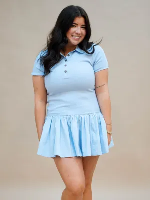 Lucy Casual Collared Dress - Blue