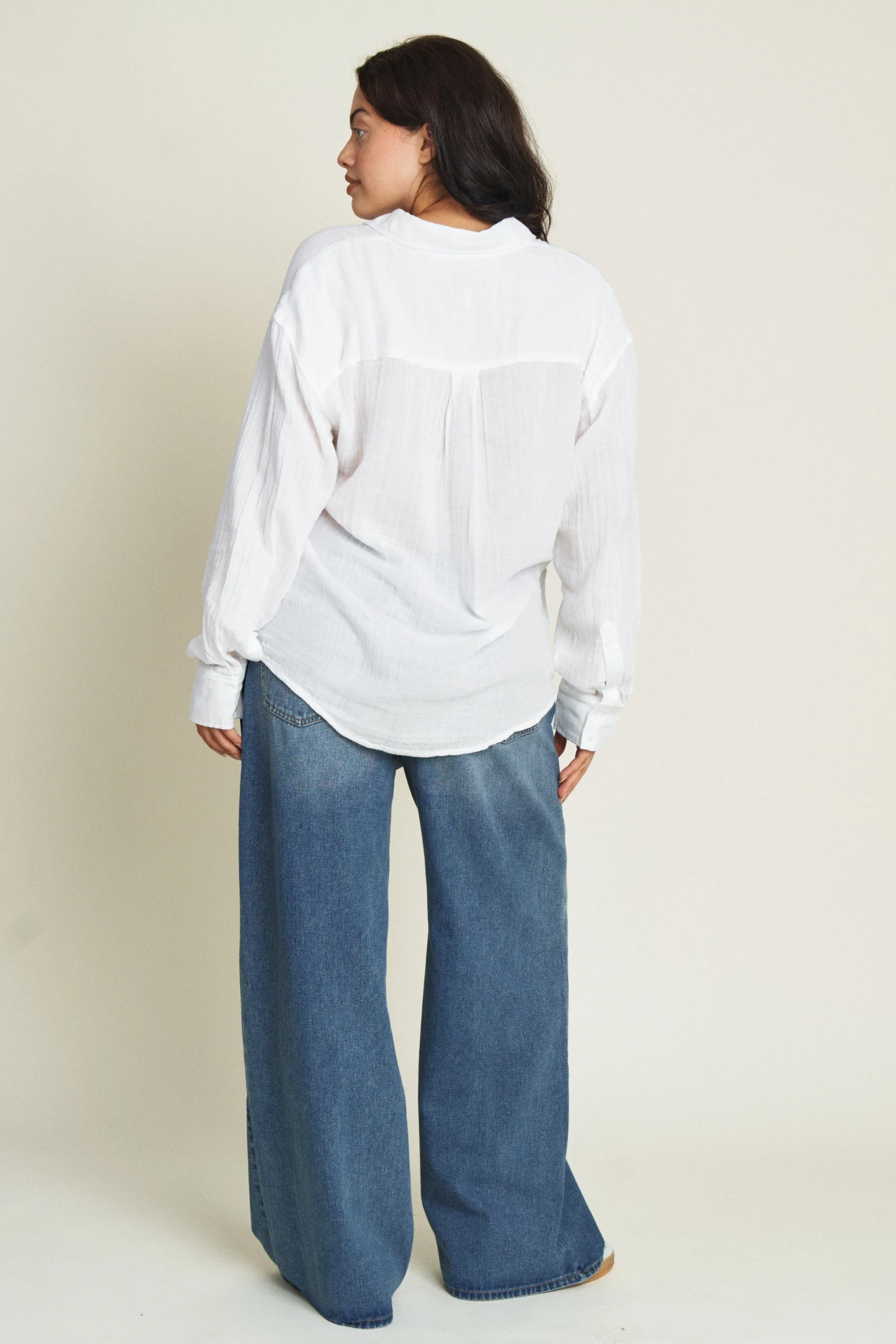 Madison Mid Rise Wide Leg Bright Blue Worn