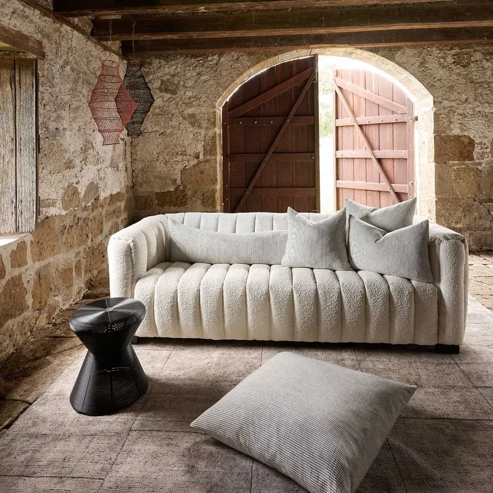 Marina Floor Cushion - Off White w' Ink Stripe