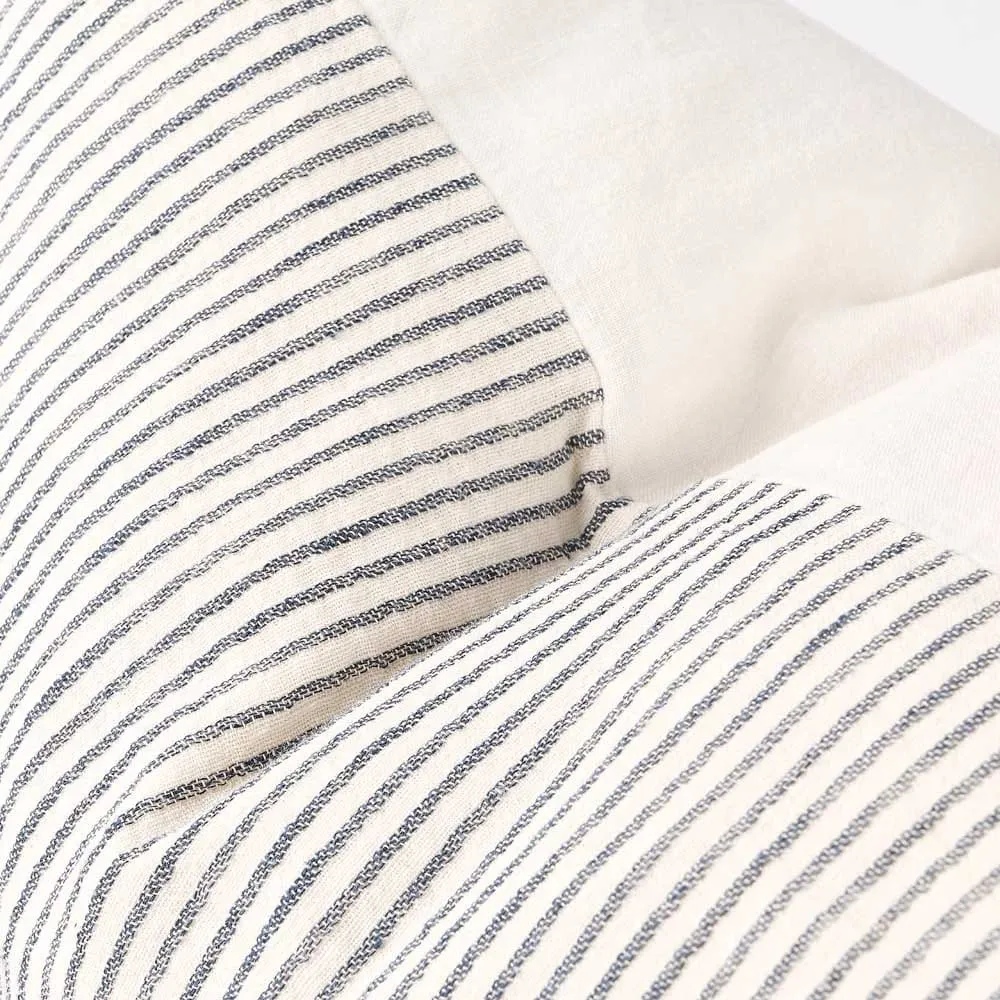 Marina Reversible Pillowcase Set - Off White w' Ink Stripe