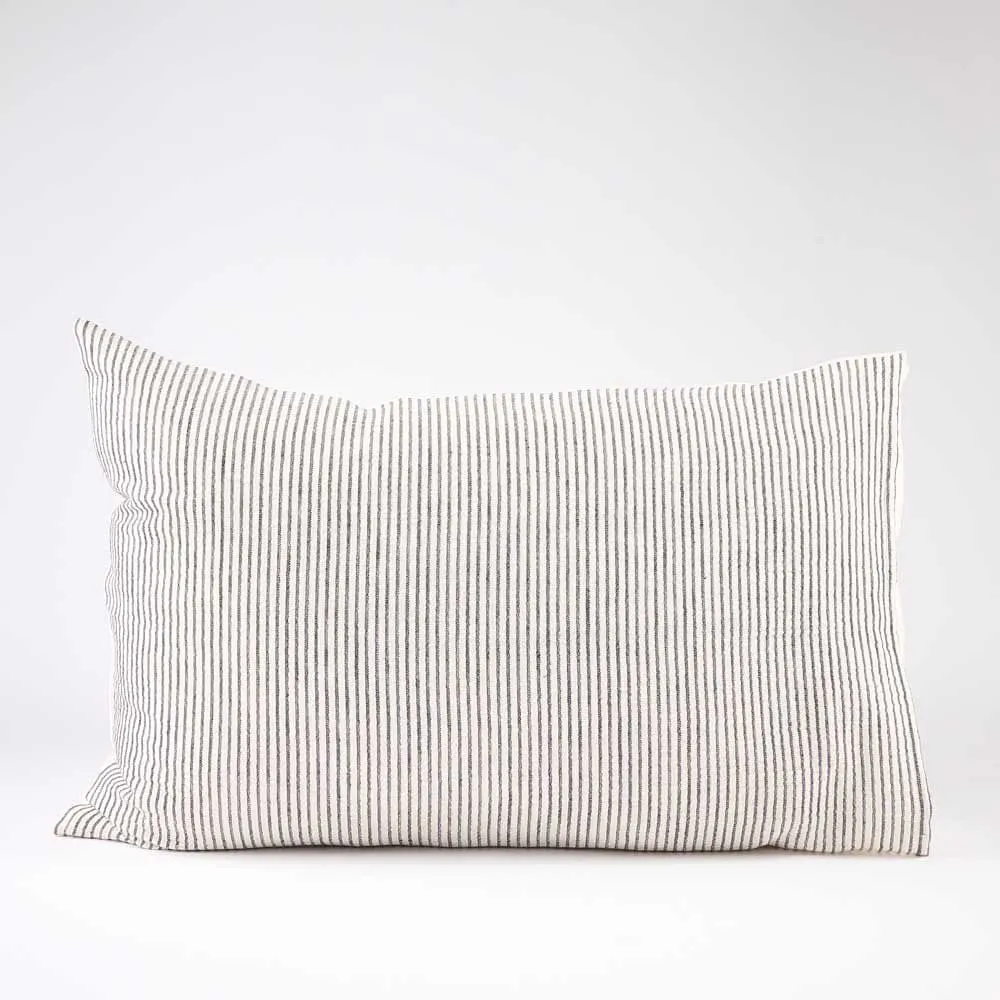 Marina Reversible Pillowcase Set - Off White w' Ink Stripe