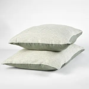 Marina Reversible Pillowcase Set - Pistachio w' Pistachio Stripe 
