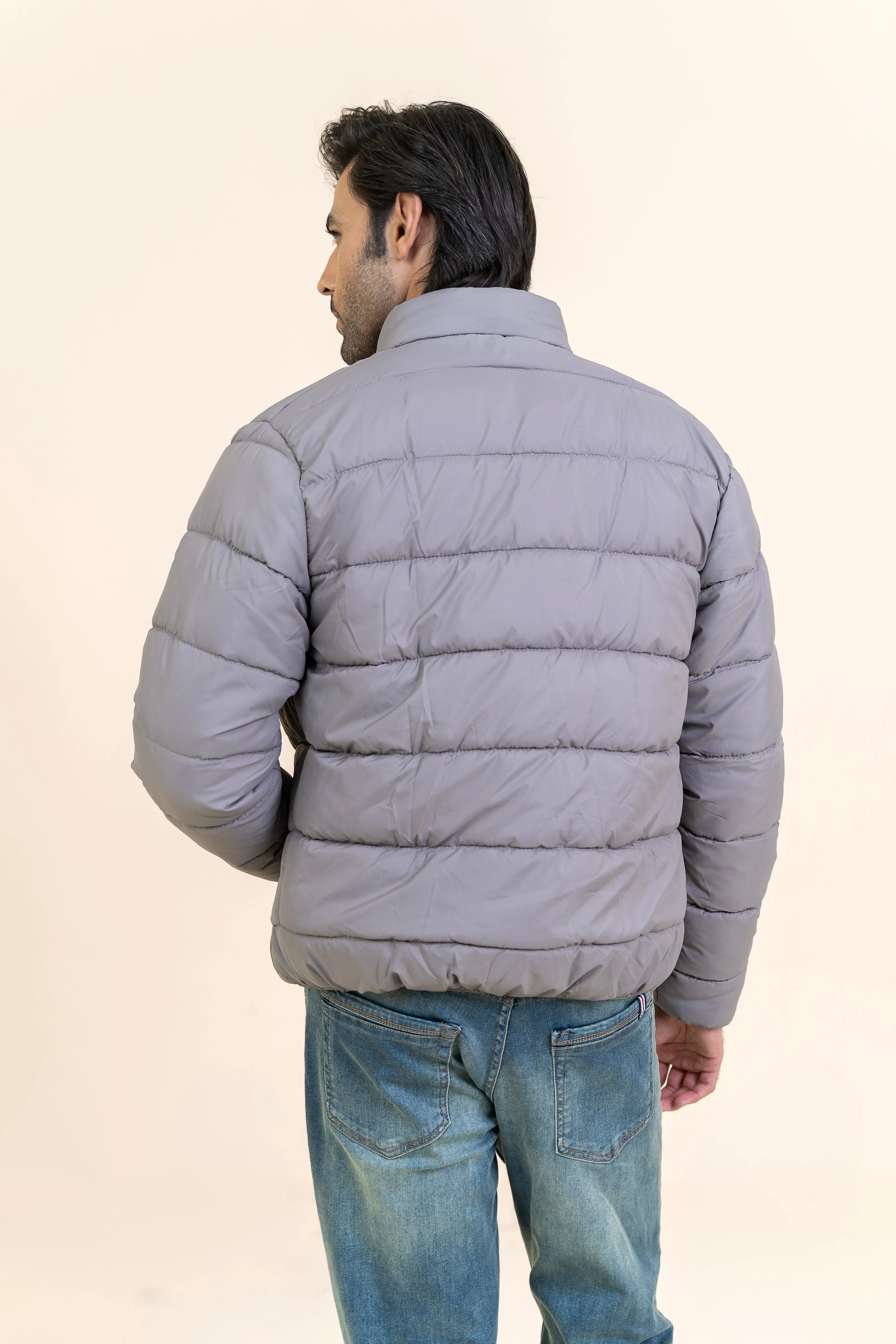 Markhor Light Grey Puffer Full Sleeve Jacket T208-T2