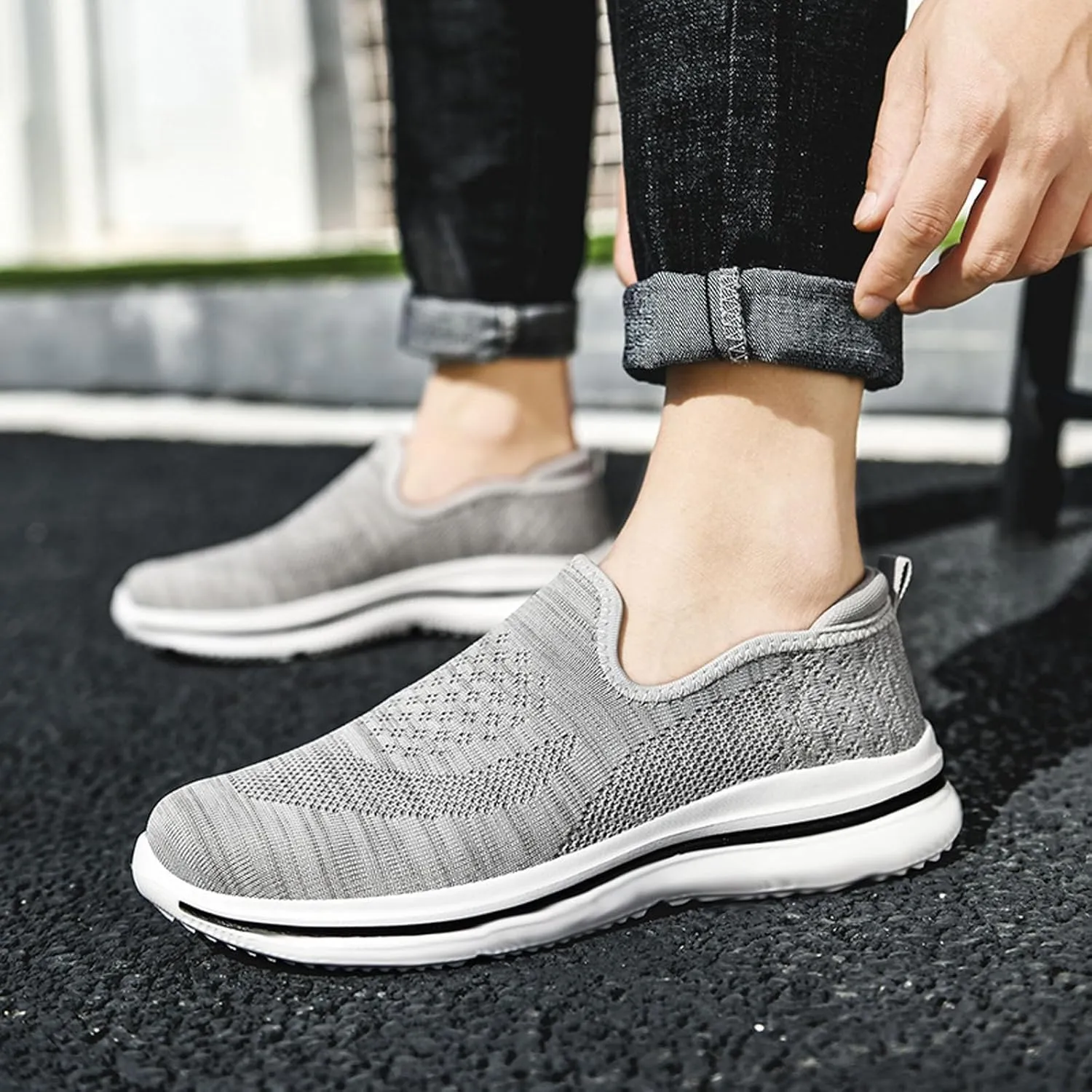 Memory Foam Versatile Shoes for Men Lightweight Breathable Walking Shoe Gym Tennis Lightweight Minimalist Shoes