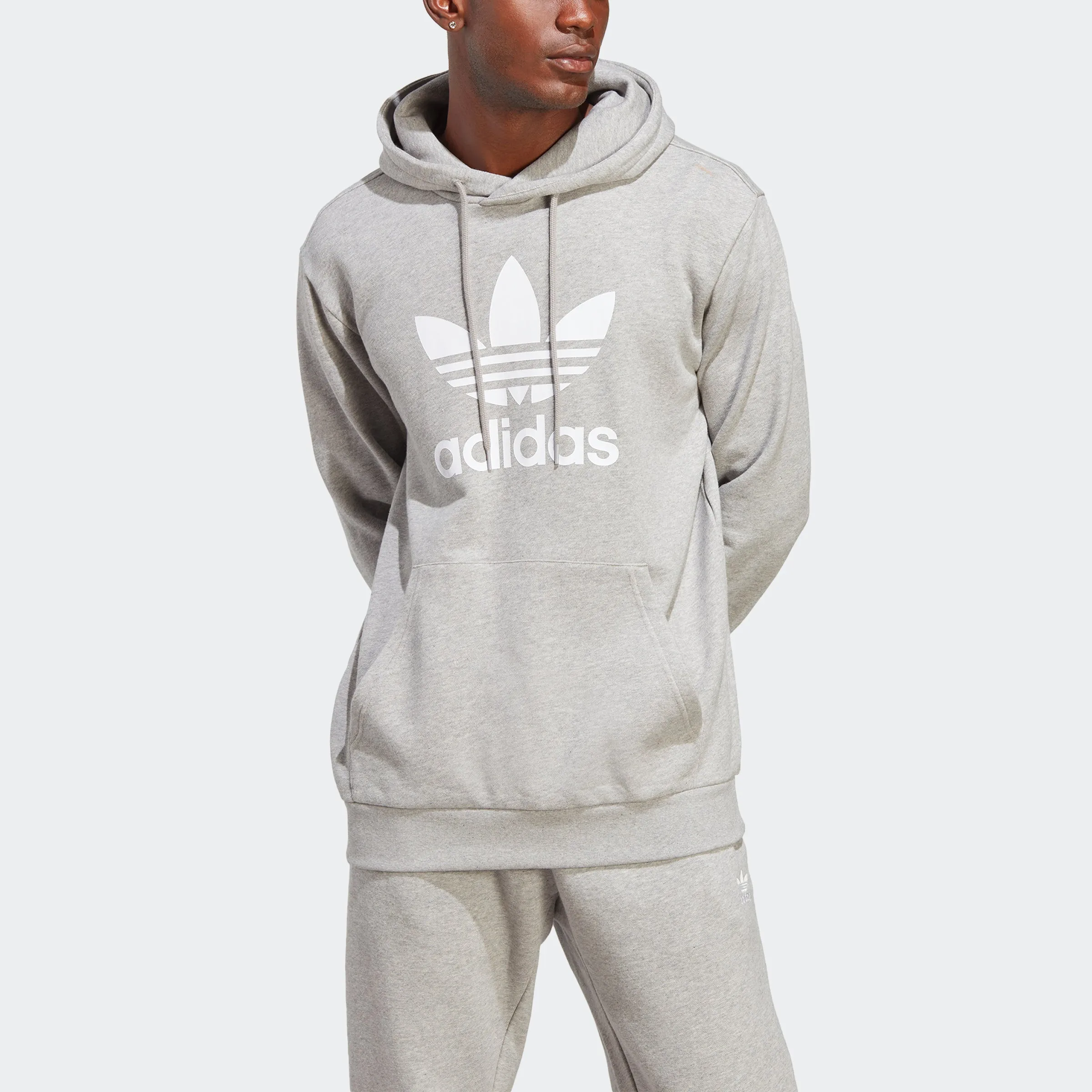 Men's adidas Originals Adicolor Classics Trefoil Hoodie Grey