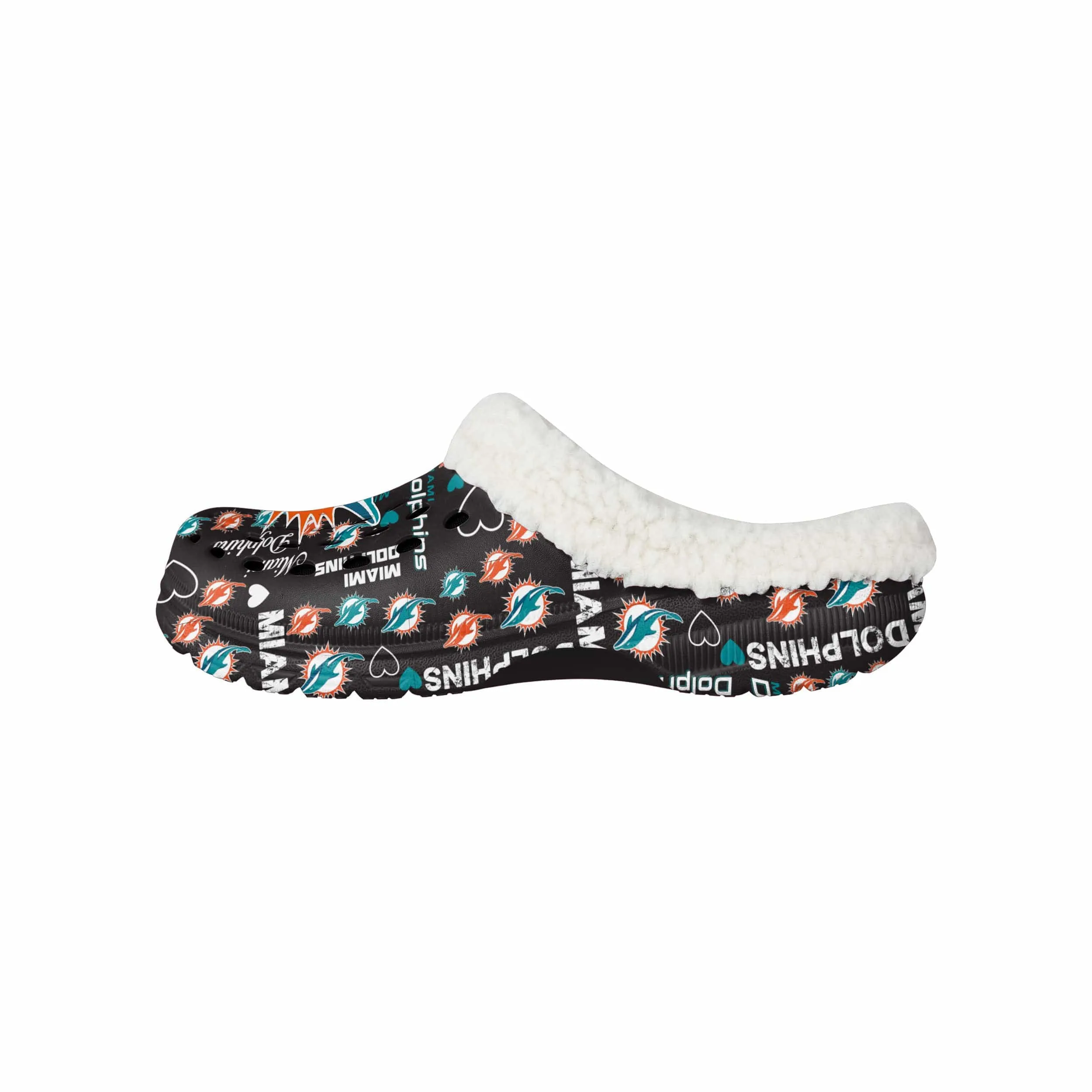 Miami Dolphins NFL Womens Sherpa Lined Logo Love Clog