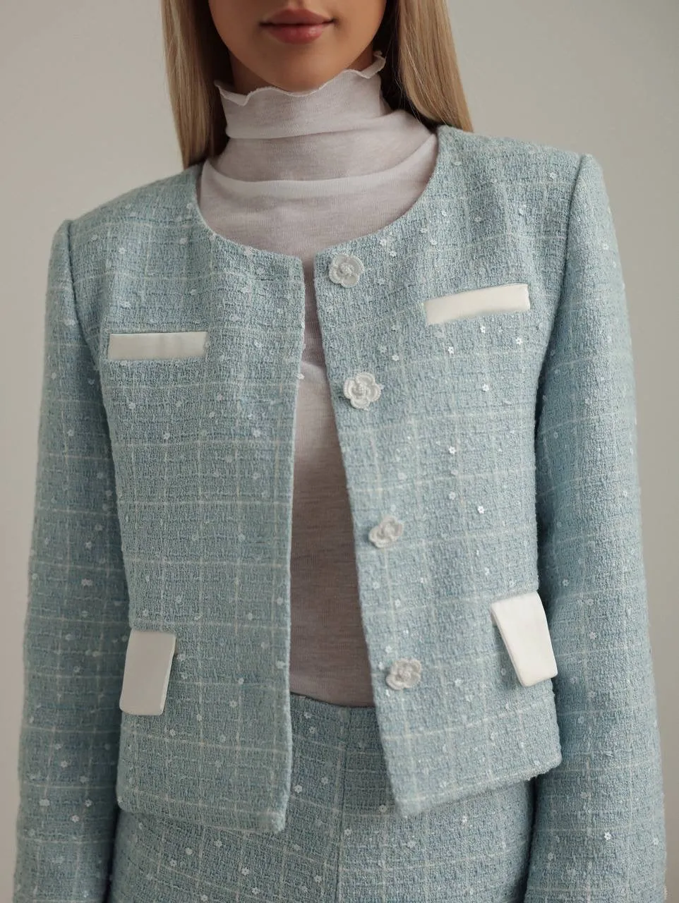 Mist White Turtleneck Blouse