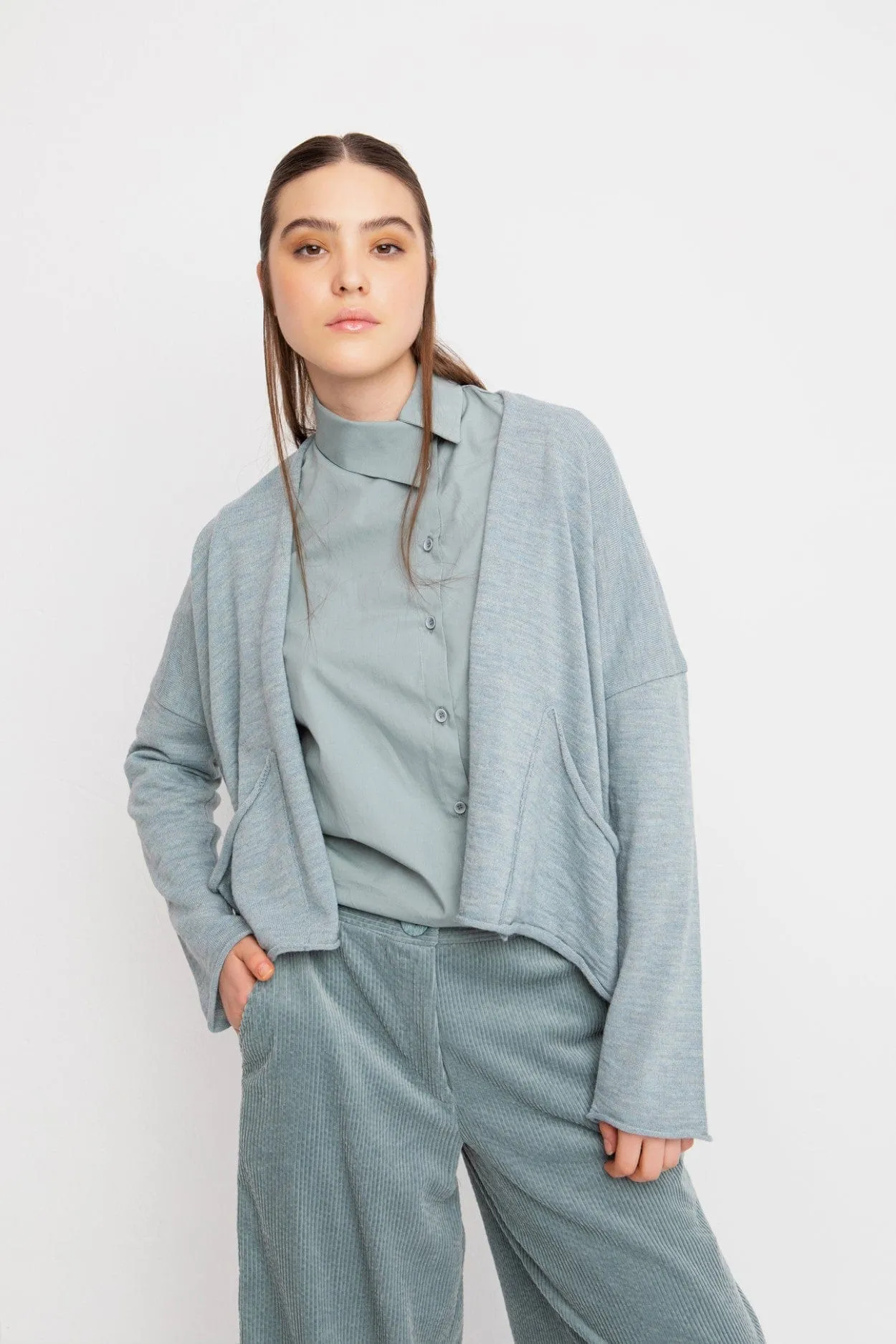 OZAI N KU Relaxed Crop Knit Cardigan